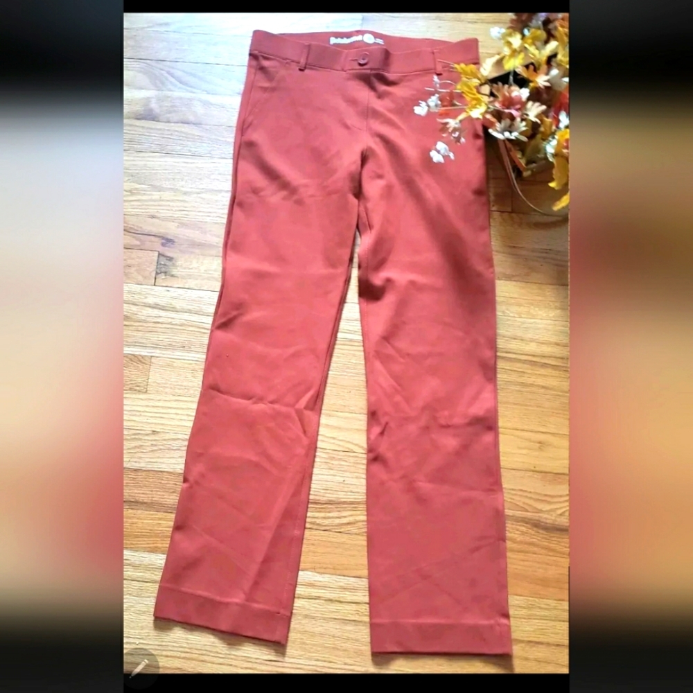 Betabrand Medium Orange Ponte Pull On W0076 Straight Dress Pant Yoga Pants